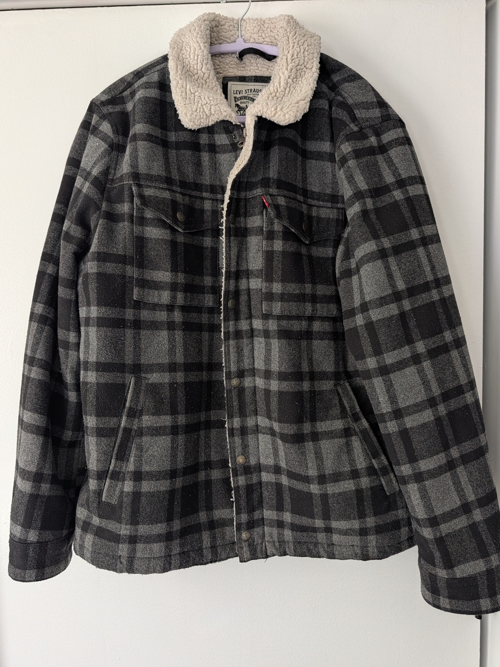 Levi’s Men’s XL Plaid Wool Blend Sherpa Lined Trucker Jacket